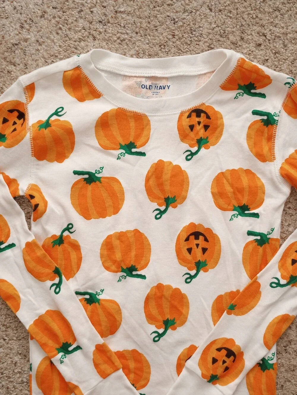 Halloween Pumpkin Jack-o'-lantern Pajamas Top And Bottoms Kids Size Medium 8